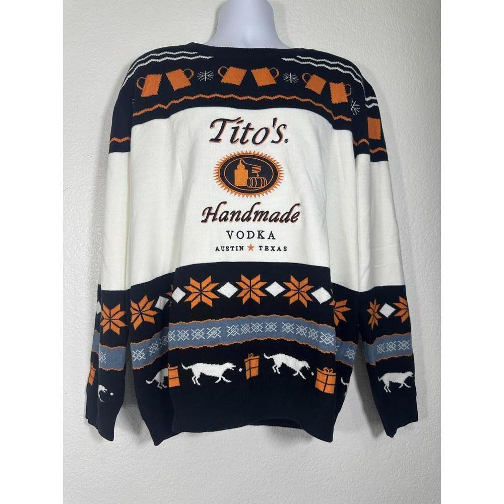Tito’s Handmade Vodka XL Holiday Sweater Dog Mug Print Ugly Christmas